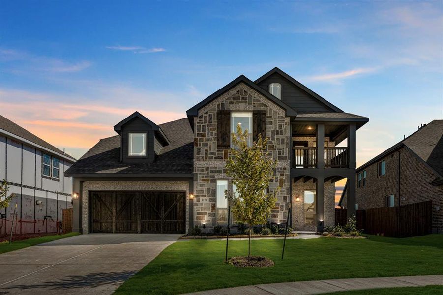 Front exterior of a new home in The Oaks, Red Oak, TX, highlighting curb appeal (Image 21). Front exterior of a new home in The Oaks, Red Oak, TX, highlighting curb appeal (Image 21).