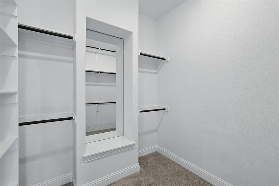 Spacious closet with carpet floors