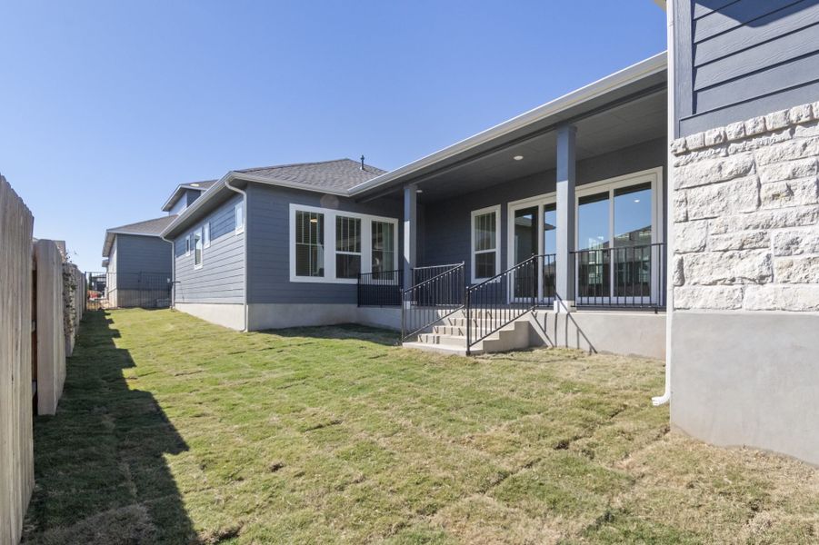 Exterior details and patio area of a home in Easton Park, Austin (Image 31).