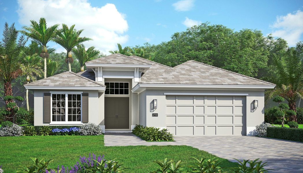 2D floor plan layout for the Laurel by GHO Homes in Belterra, Port St. Lucie, FL (Image 1).