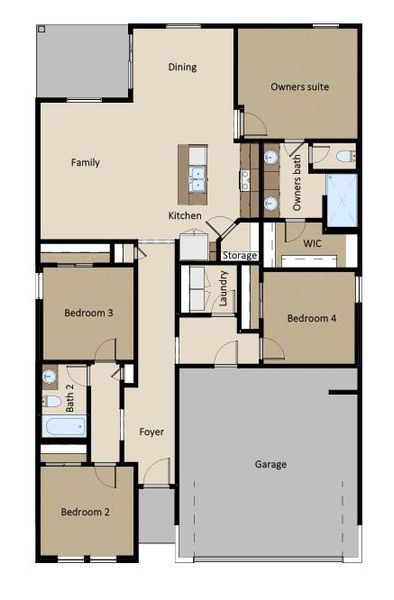 2D floor plan layout of this home in Verdancia, Horizon City, TX (Image 4).
