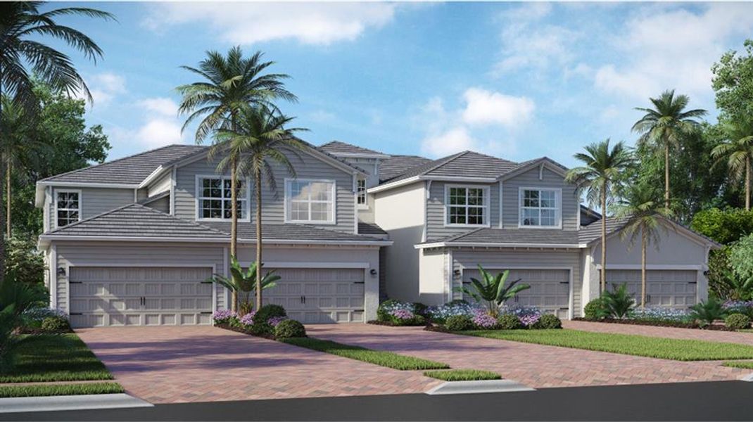 Front exterior of a new home in Wellen Park Golf & Country Club, Venice, FL, highlighting curb appeal (Image 1). Front exterior of a new home in Wellen Park Golf & Country Club, Venice, FL, highlighting curb appeal (Image 1).