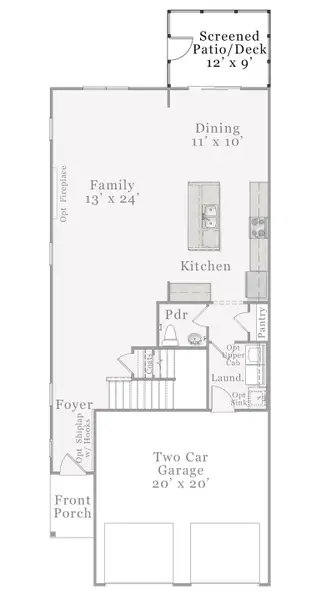 2D floor plan layout for the Bowen by McKee Homes in Bedford, Raeford, NC (Image 15).