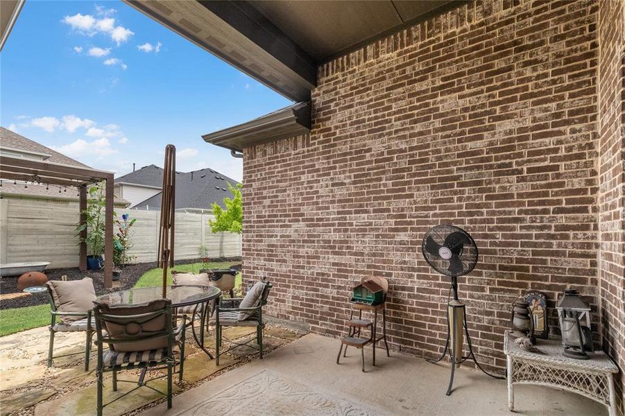 Exterior details and patio area of a home in Harvest, Northlake (Image 23). Exterior details and patio area of a home in Harvest, Northlake (Image 23).