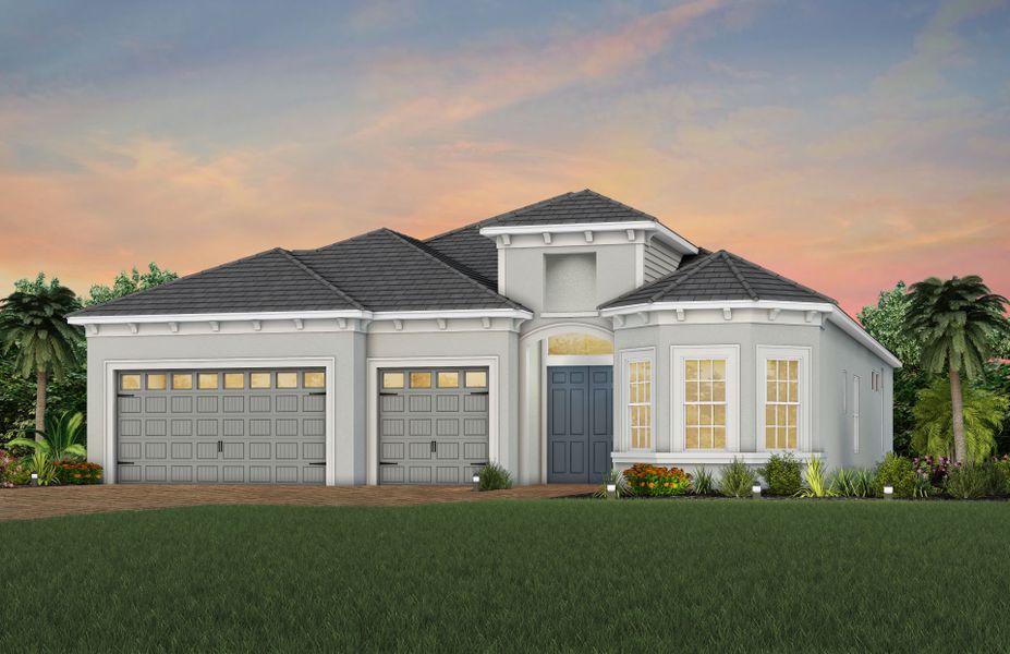 Representative exterior photo of a completed home built from the Layton by DiVosta in TerraWalk at Babcock Ranch, Alva, FL (Image 21). Representative exterior photo of a completed home built from the Layton by DiVosta in TerraWalk at Babcock Ranch, Alva, FL (Image 21).