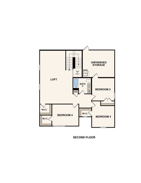 2D floor plan layout for the Medina by Century Communities in Valor Park, Bay City, TX (Image 4).