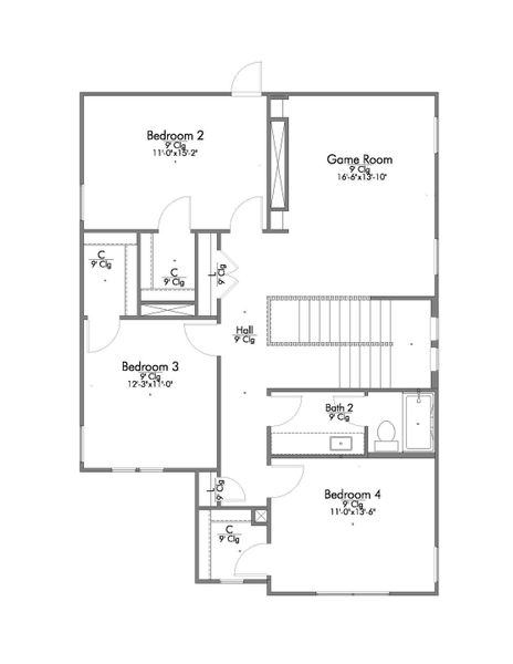 2D floor plan layout for the The 2341 by Stylecraft Builders in Hilltop Heights, Waco, TX (Image 4).