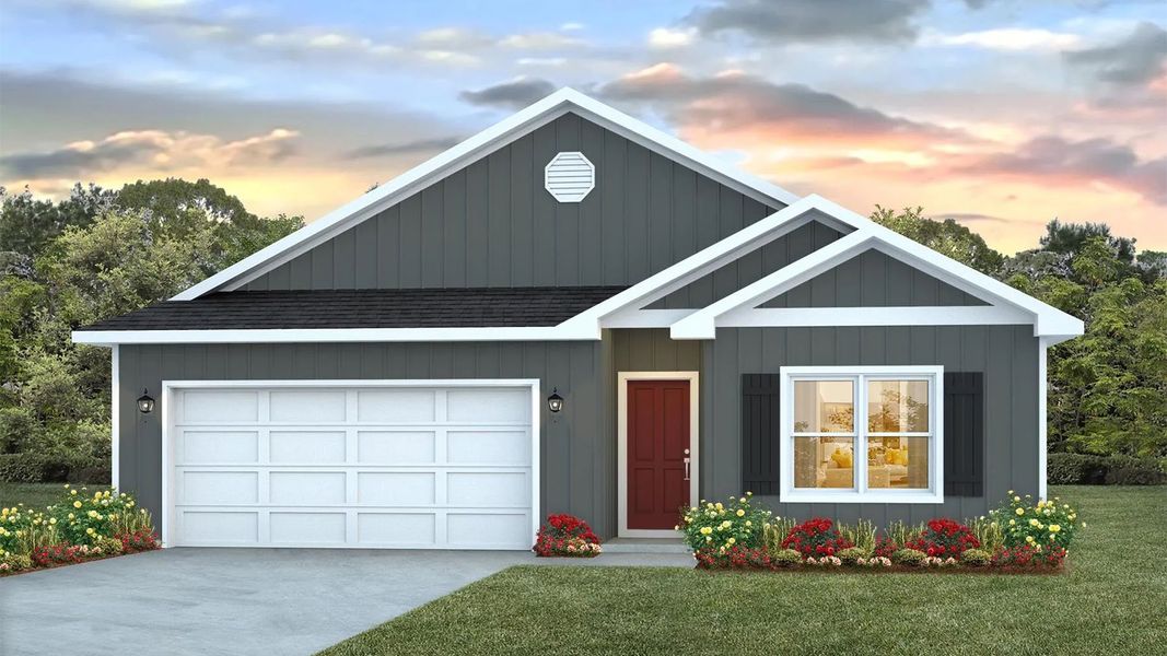 Front exterior of a new home in Titus Park, Panama City, FL, highlighting curb appeal (Image 1).