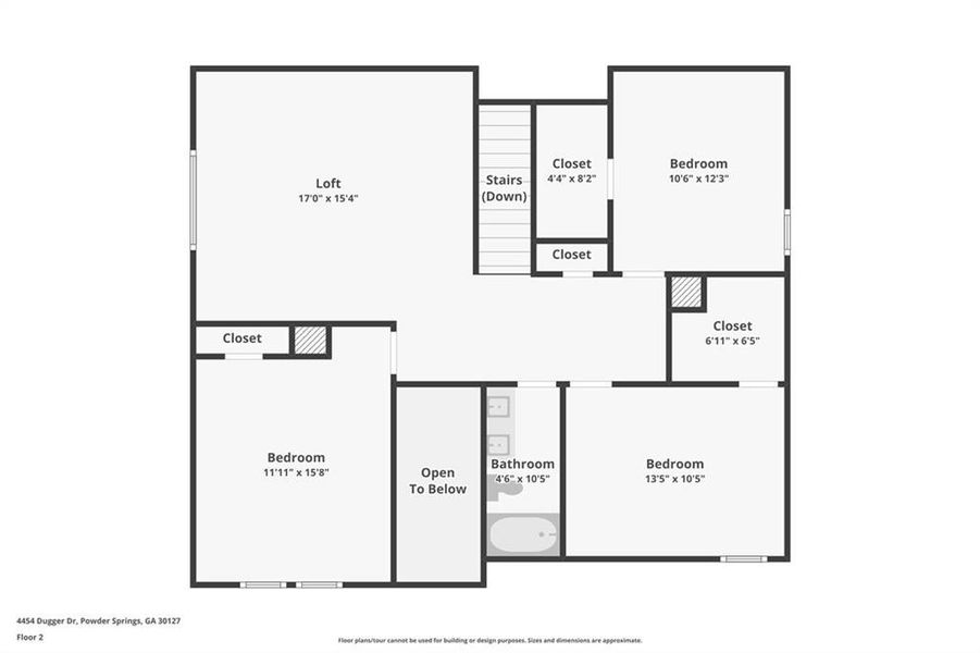 2D floor plan layout of this home in Westmont Preserve, Powder Springs, GA (Image 5).