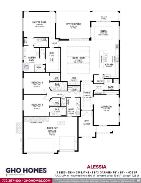 2D floor plan layout for the Alessia by GHO Homes in Tesoro Club, Port St. Lucie, FL (Image 113).