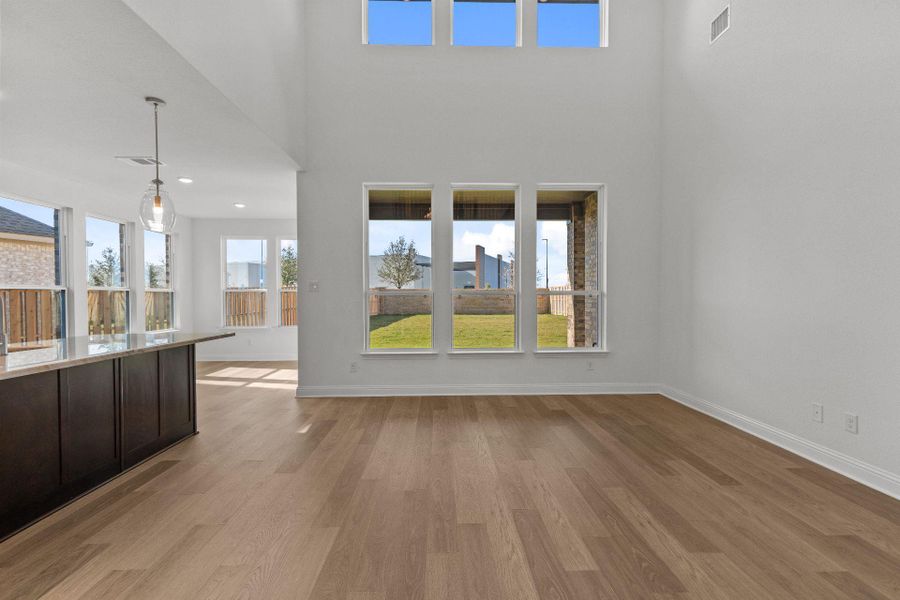 Family Room with soaring ceiling