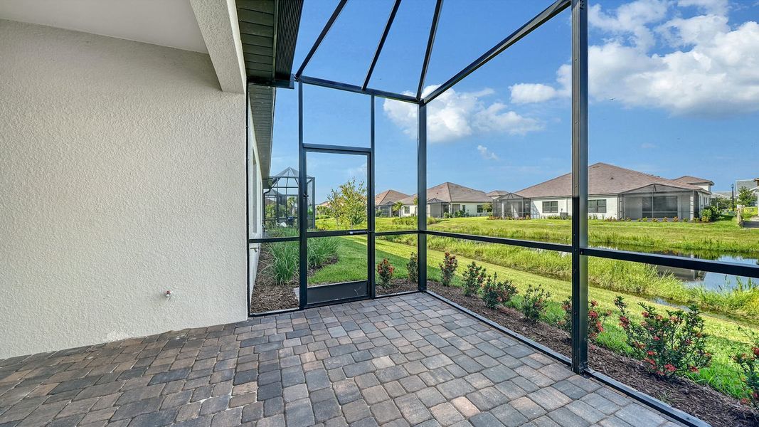 Exterior details and patio area of a home in Vistera of Venice Real Estate and Homes for Sale in Venice, FL - Neal Communities, Nokomis (Image 20).