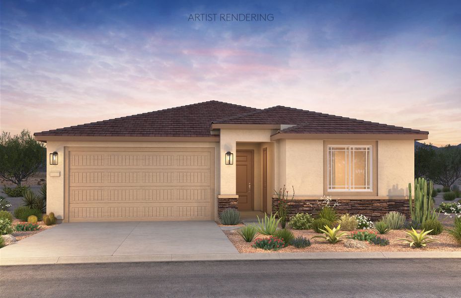 Representative exterior photo of a completed home built from the Avelino by Pulte Homes in Artisan at Asante, Surprise, AZ (Image 17).