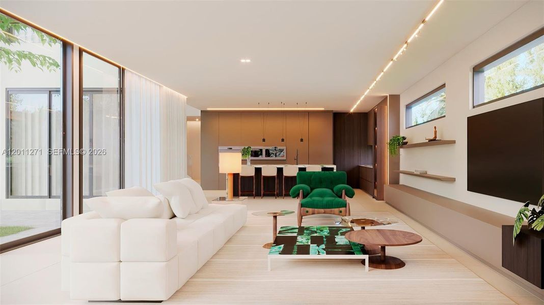 Furnished interior view inside a new home in , Miami (Image 10).