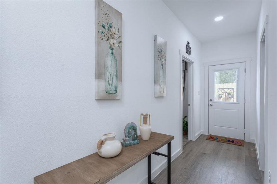 Foyer featuring hardwood / wood-style floors