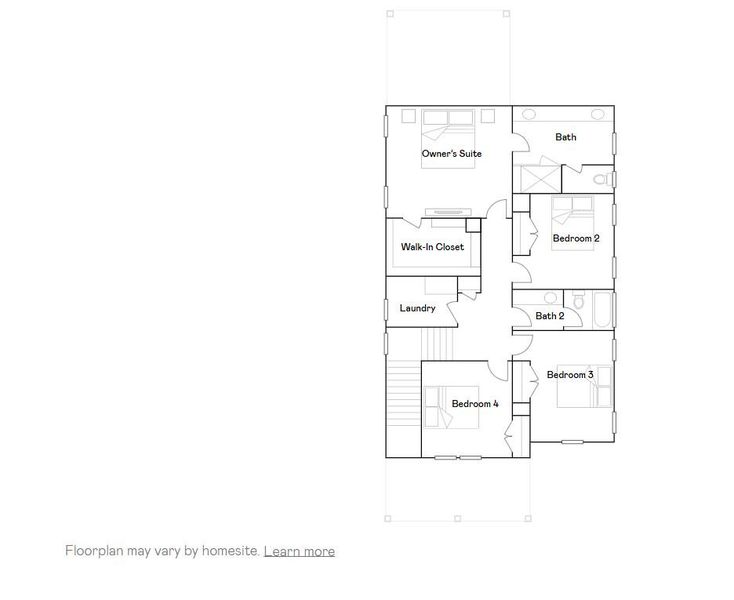 2D floor plan layout of this home in Heron's Walk at Summers Corner: Row - Elevated Collection, Summerville, SC (Image 4).
