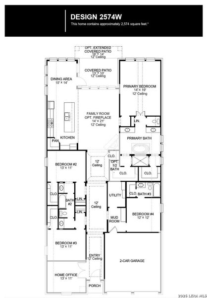 2D floor plan layout of this home in Meadows of Mill Creek, Seguin, TX (Image 2).