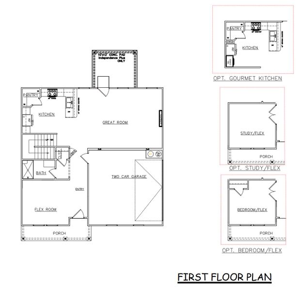 2D floor plan layout for the Jodeco Front Porch - Single Family Homes by Dream Finders Homes in Jones Crossing, Hogansville, GA (Image 48).