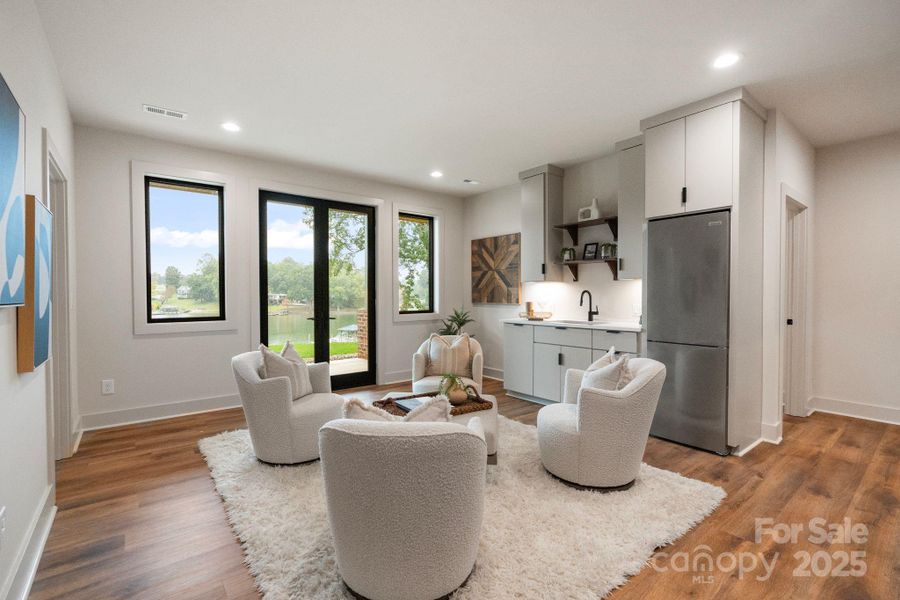 A recreational gathering spot in the fully finished walk-out basement A recreational gathering spot in the fully finished walk-out basement