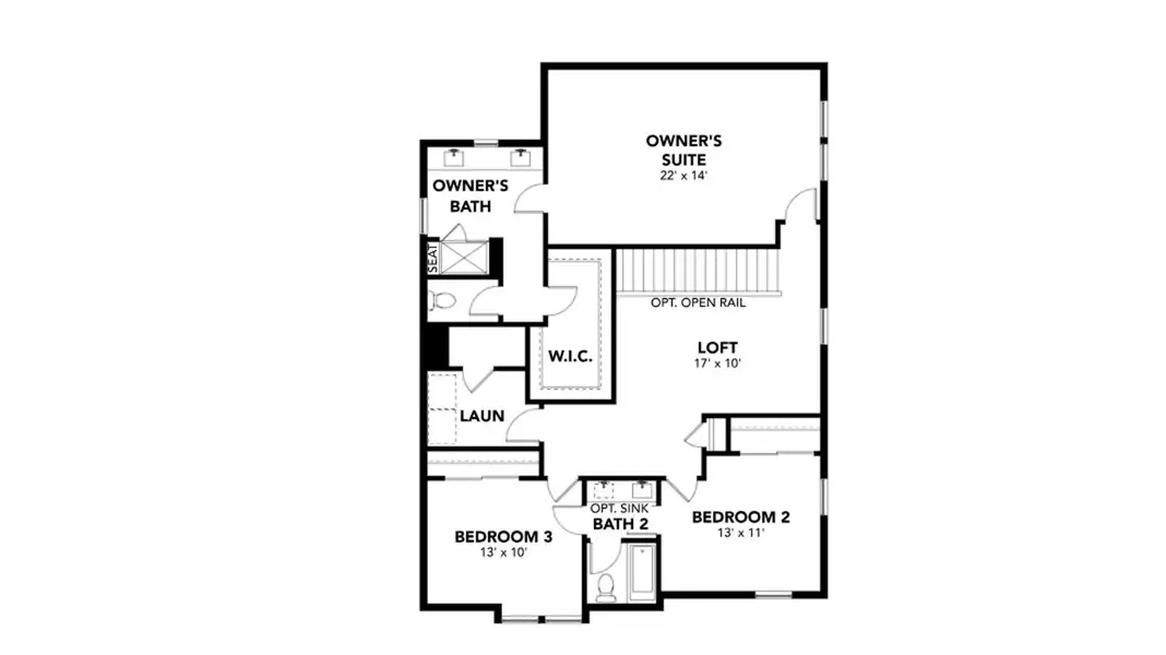 2D floor plan layout for the Monarch by DRB Homes in Windler Single Family Homes, Aurora, CO (Image 4). 2D floor plan layout for the Monarch by DRB Homes in Windler Single Family Homes, Aurora, CO (Image 4).