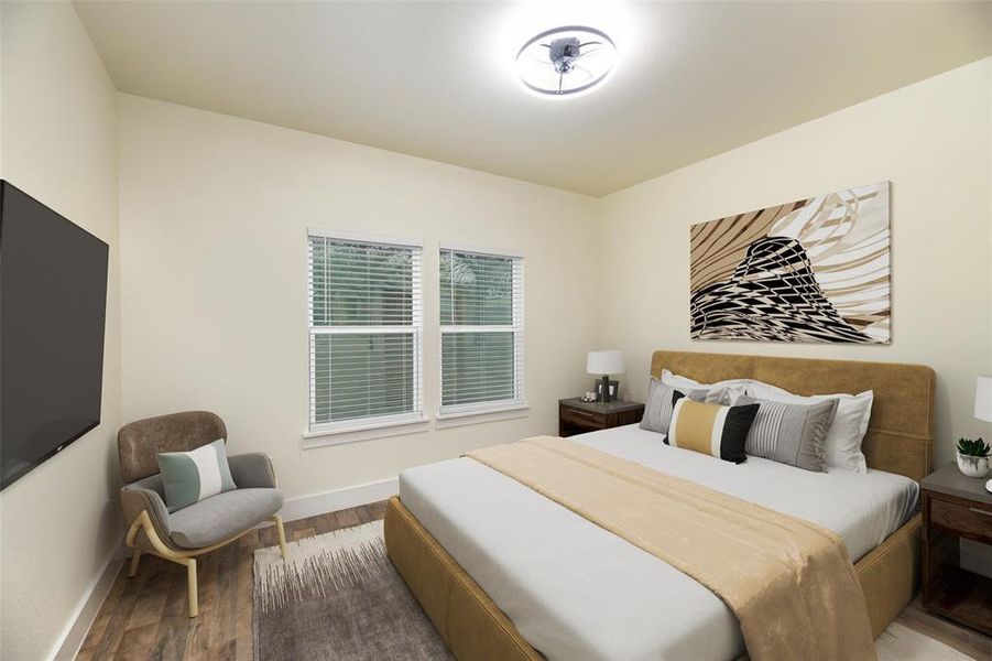 Virtually staged front bedroom