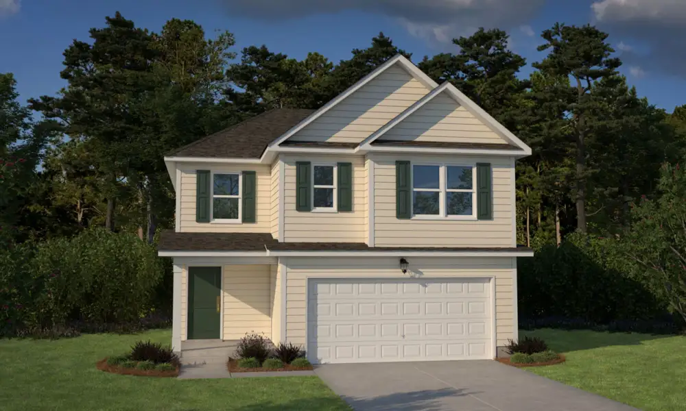 Representative exterior photo of a completed home built from the Thurmond by Hurricane Builders in Emanuel Creek, West Columbia, SC (Image 1). Representative exterior photo of a completed home built from the Thurmond by Hurricane Builders in Emanuel Creek, West Columbia, SC (Image 1).