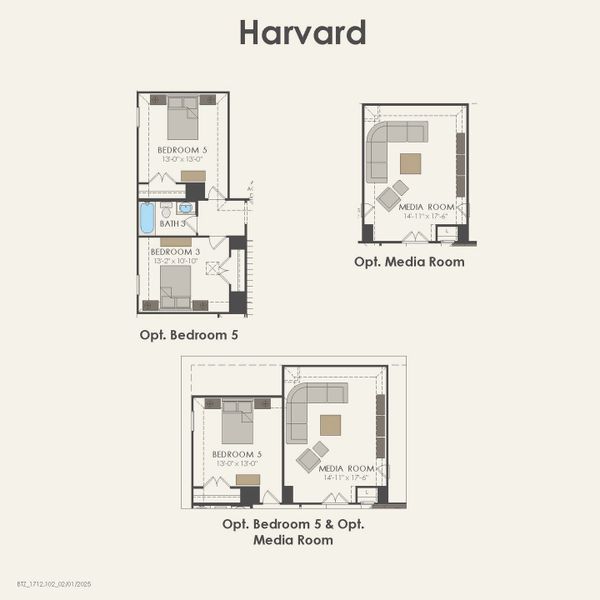 2D floor plan layout for the Harvard by Pulte Homes in Parks of Village Creek, Burleson, TX (Image 5).