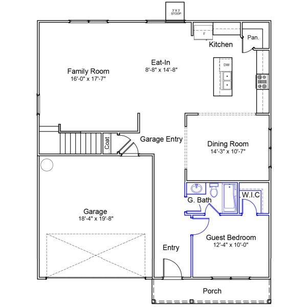 2D floor plan layout of this home in Hanes Lake, Winston-Salem, NC (Image 5).