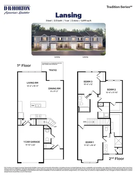 2D floor plan layout of this home in The Grove at Glennview, Kernersville, NC (Image 3).