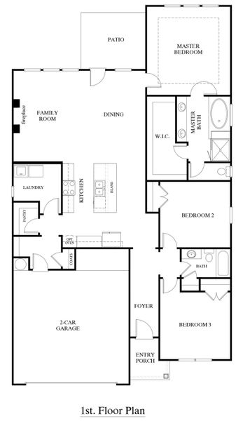2D floor plan layout for the Bradford by Crawford Creek Communities in Red Bird Manor, Jefferson, GA (Image 4).