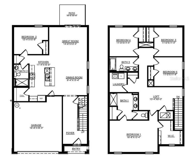 2D floor plan layout of this home in Harvest Ridge, Zephyrhills, FL (Image 5).