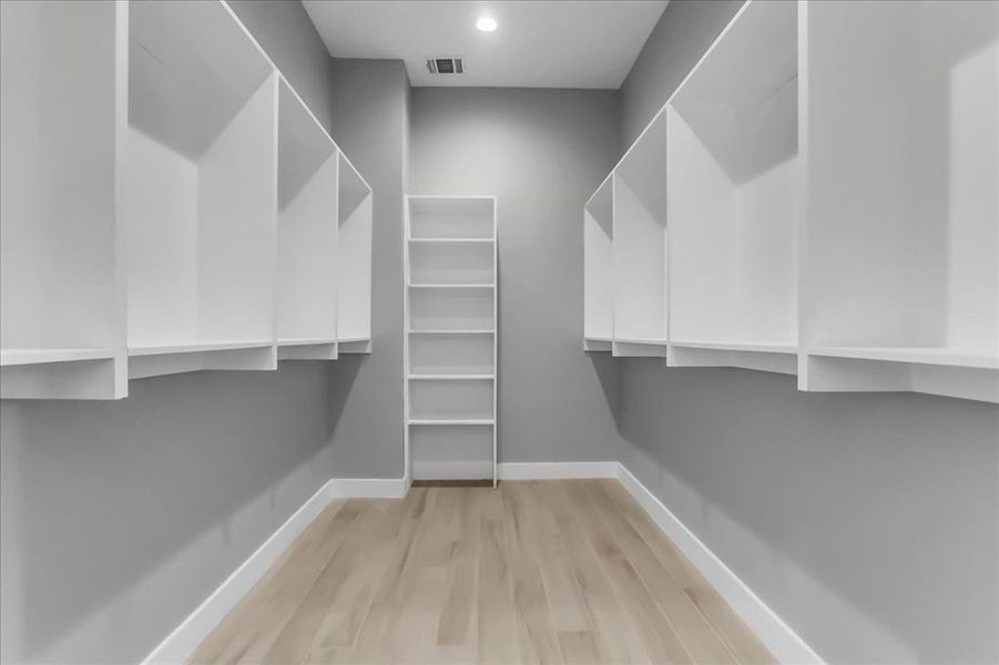 One of two walk in closets in the Master Suite.