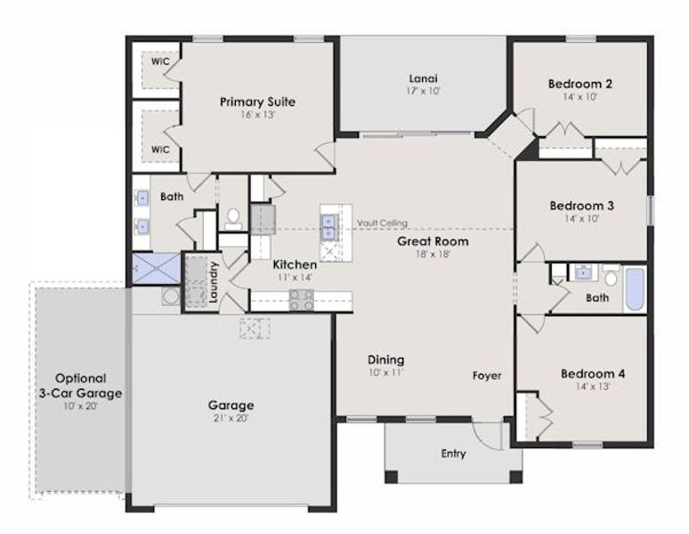 2D floor plan layout of this home in Palm Bay Spot Lots, Palm Bay, FL (Image 1).