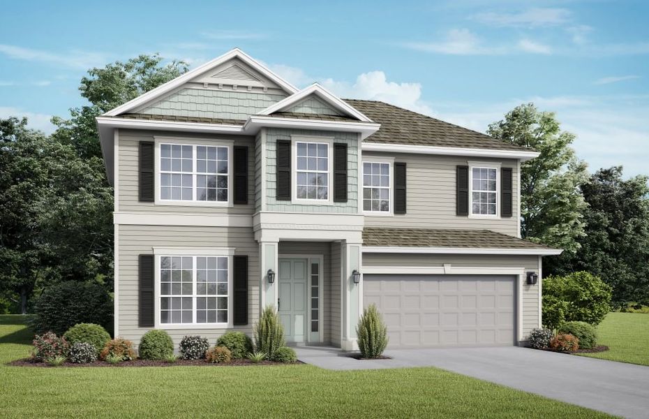 Representative exterior photo of a completed home built from the Rockdale by SEDA New Homes in Sandy Ridge, Yulee, FL (Image 1). Representative exterior photo of a completed home built from the Rockdale by SEDA New Homes in Sandy Ridge, Yulee, FL (Image 1).
