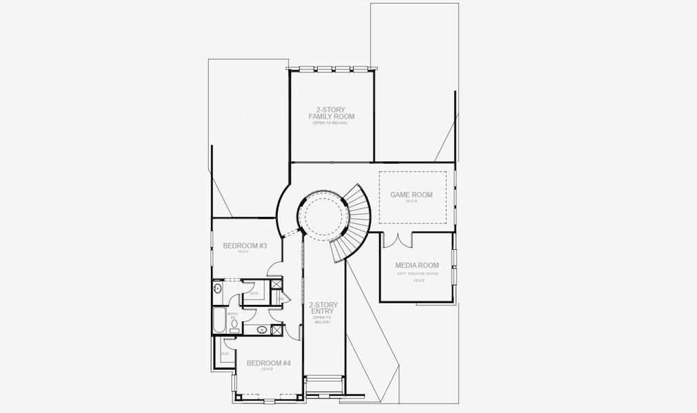 2D floor plan layout for the 3299W by Perry Homes in Hidden Canyon 55', San Antonio, TX (Image 4).
