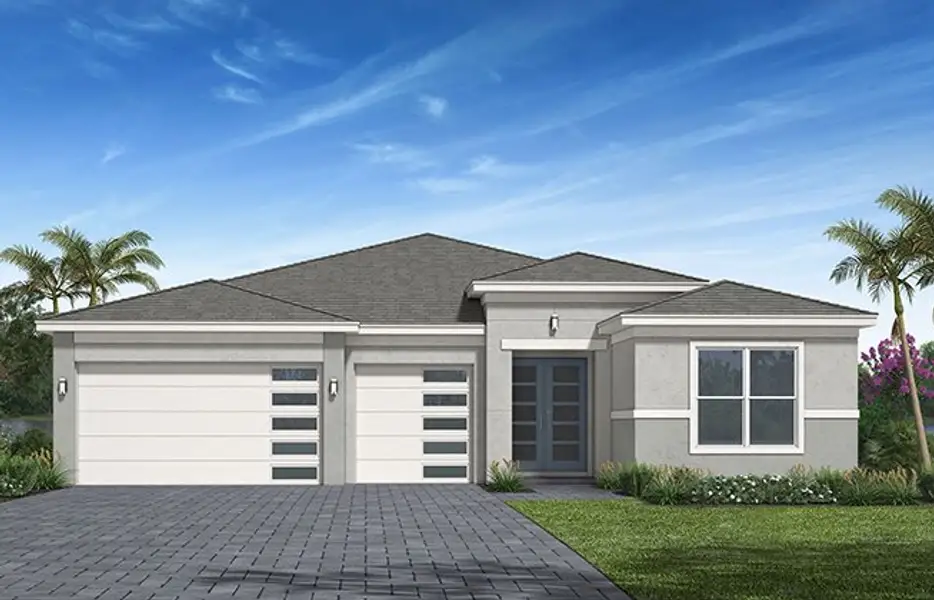 Representative exterior photo of a completed home built from the Sanderling by Minto Communities in Westlake, Loxahatchee, FL (Image 5). Representative exterior photo of a completed home built from the Sanderling by Minto Communities in Westlake, Loxahatchee, FL (Image 5).