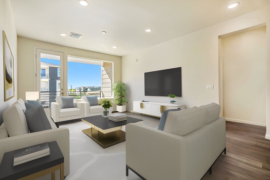 Representative furnished interior of a home built from the Vyktorea II by Lokal Homes in Gateway Commons, Denver (Image 6).