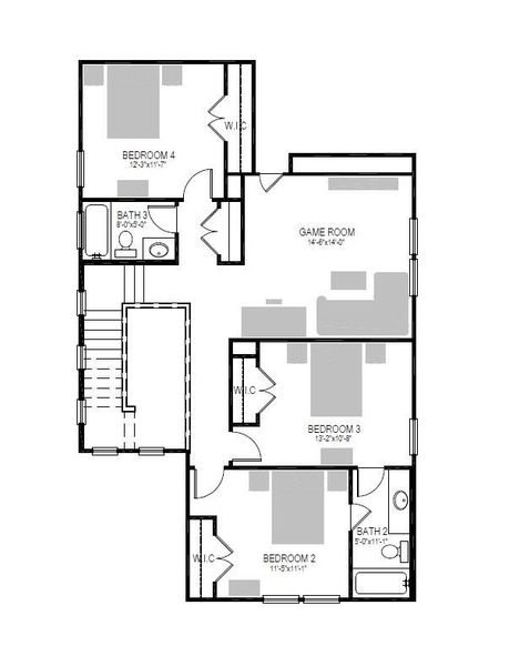 2D floor plan layout of this home in Trinity Ranch, Elgin, TX (Image 3). 2D floor plan layout of this home in Trinity Ranch, Elgin, TX (Image 3).
