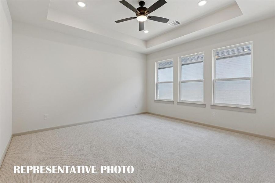 Your new owner's suite is light filled and located at the rear of the home for additional privacy.  REPRESENTATIVE PHOTO