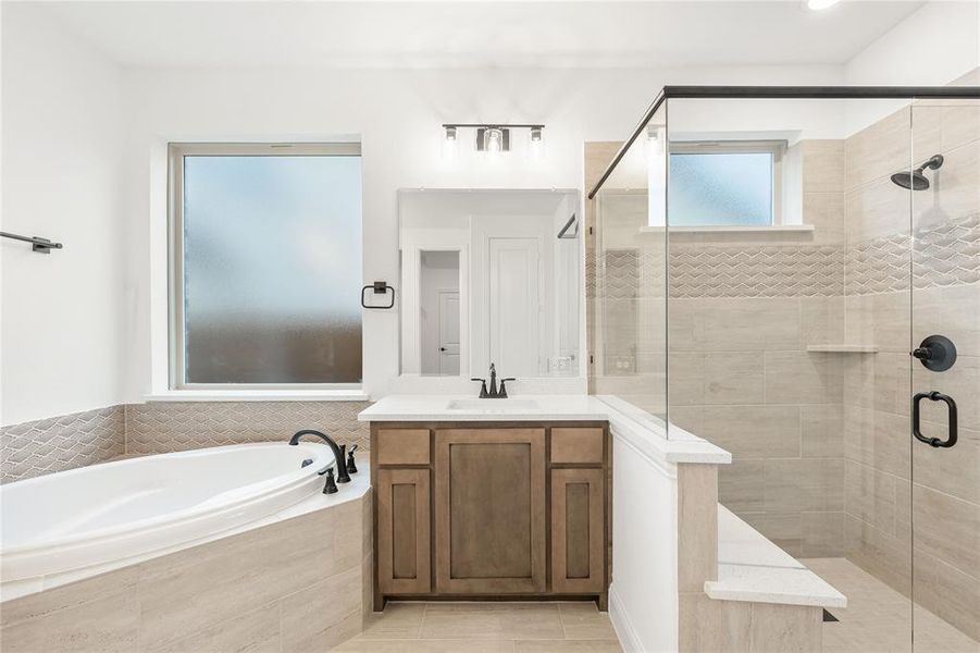 Furnished interior view inside a new home in Stone River Glen 60s, Royse City (Image 13).