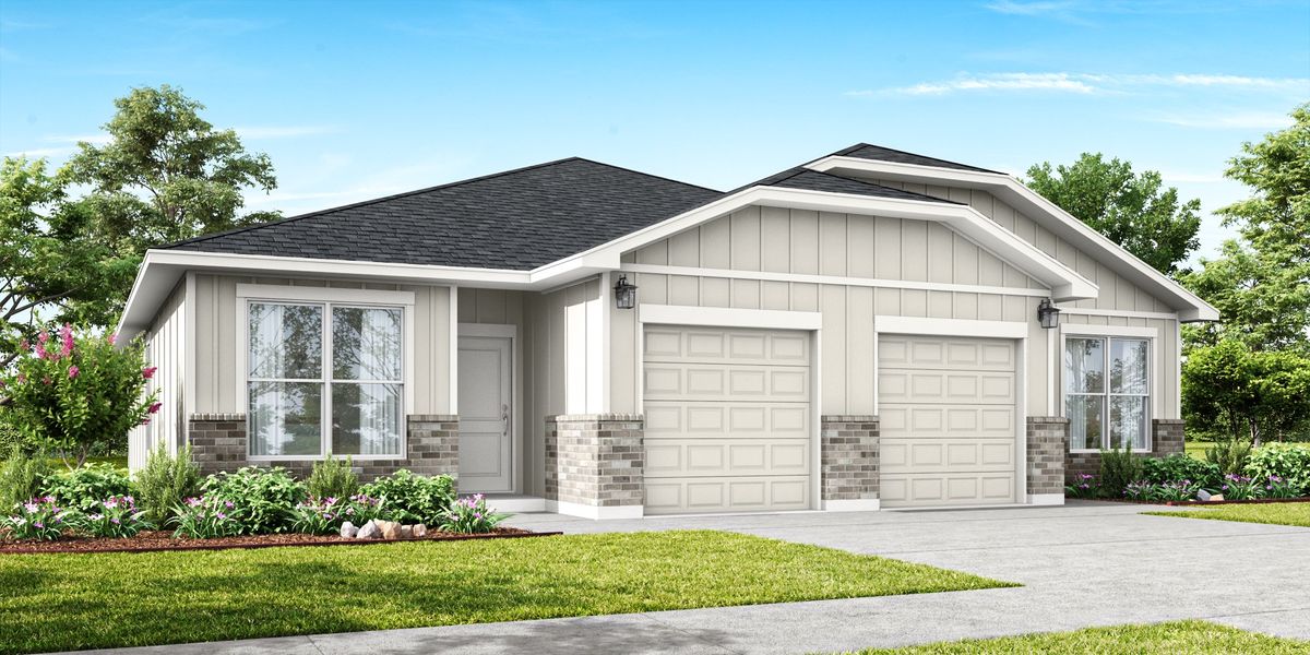Front exterior of a new home in Freedom Ranch Duplexes, Copperas Cove, TX, highlighting curb appeal (Image 1). Front exterior of a new home in Freedom Ranch Duplexes, Copperas Cove, TX, highlighting curb appeal (Image 1).