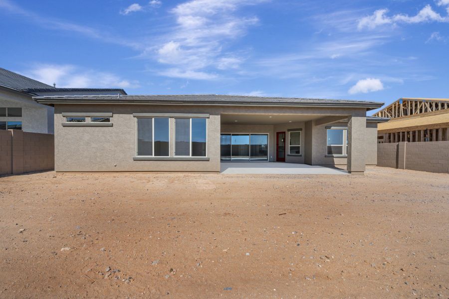 Exterior details and patio area of a home in Sentiero at Windrose, Waddell (Image 4). Exterior details and patio area of a home in Sentiero at Windrose, Waddell (Image 4).