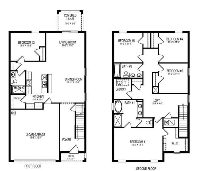 2D floor plan layout for the Robie by D.R. Horton in Driftwood Bay, Port Charlotte, FL (Image 3).