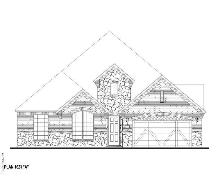 Plan 1623 Elevation A w/ Stone