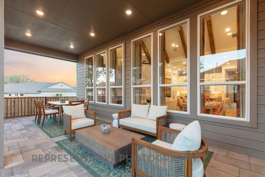 Exterior details and patio area of a home in Santa Rita Ranch: 60ft. lots, Liberty Hill (Image 22).