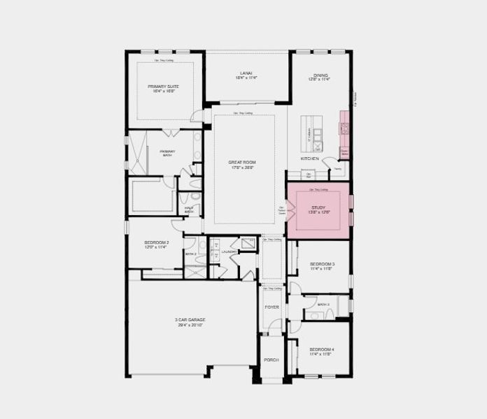 2D floor plan layout of this home in Headwaters at Lofton Creek, Yulee, FL (Image 2).
