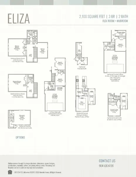 2D floor plan layout for the Eliza by Riverside Homes in Sagebrush at EverRange, Jacksonville, FL (Image 6).