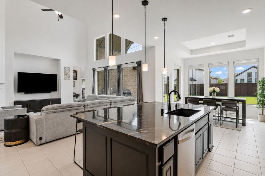 Open floorplan allows views into the living area keeping you involved with guests and family