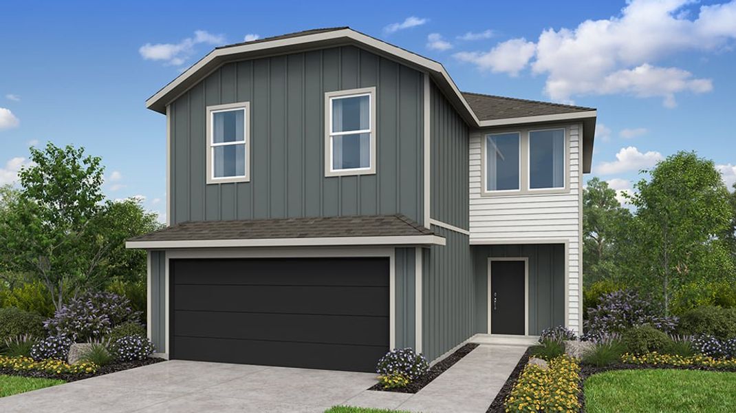 Representative exterior photo of a completed home built from the Harrier by Taylor Morrison in Longview 40s, Del Valle, TX (Image 5). Representative exterior photo of a completed home built from the Harrier by Taylor Morrison in Longview 40s, Del Valle, TX (Image 5).