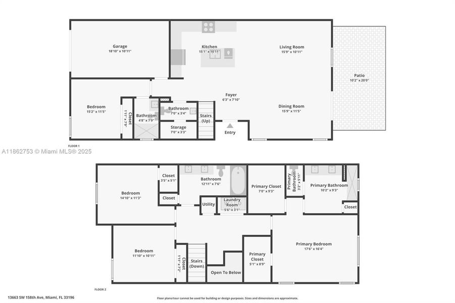 2D floor plan layout of this home in , Miami, FL (Image 3). 2D floor plan layout of this home in , Miami, FL (Image 3).